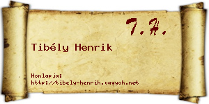 Tibély Henrik névjegykártya